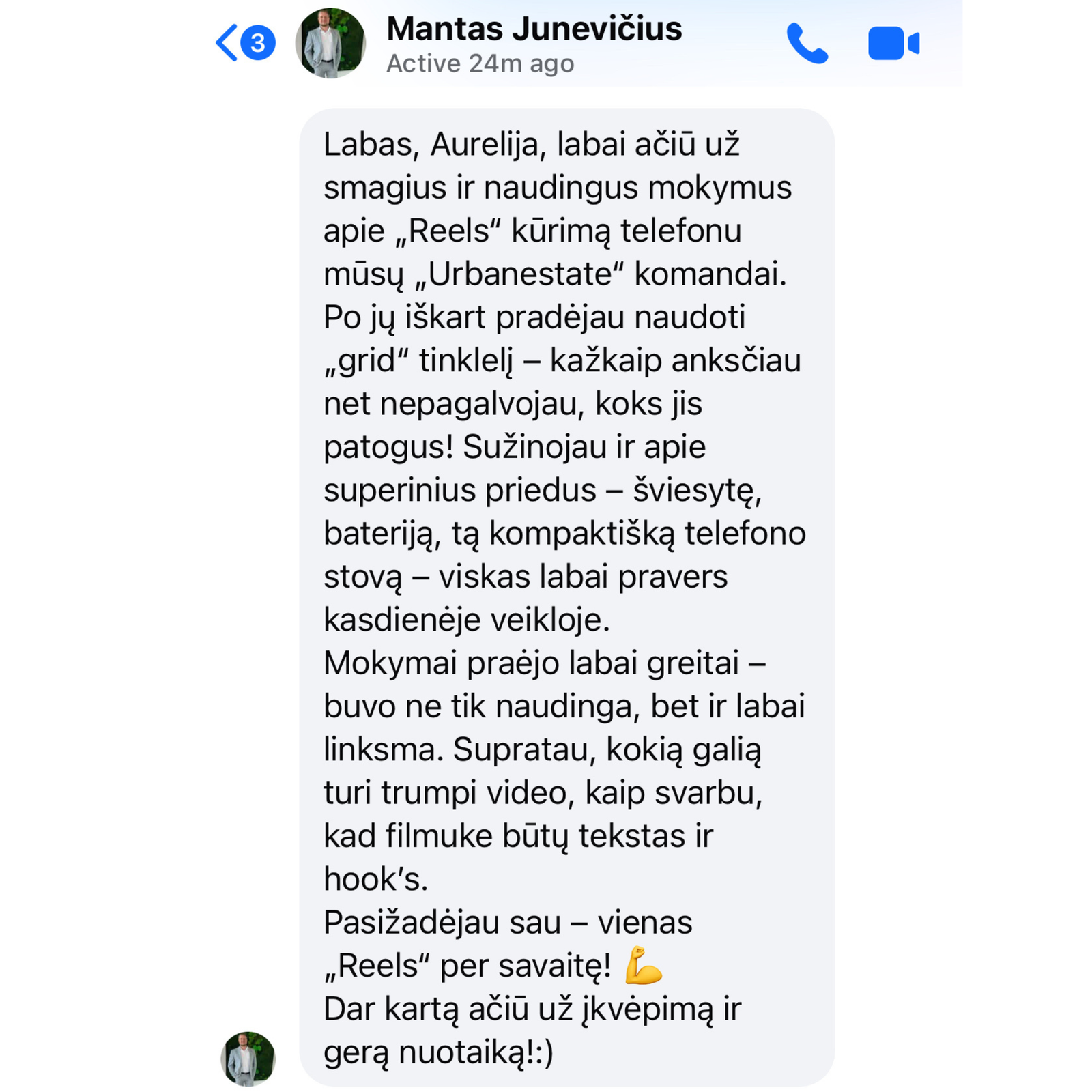 Kurso dalyvės atsiliepimas
