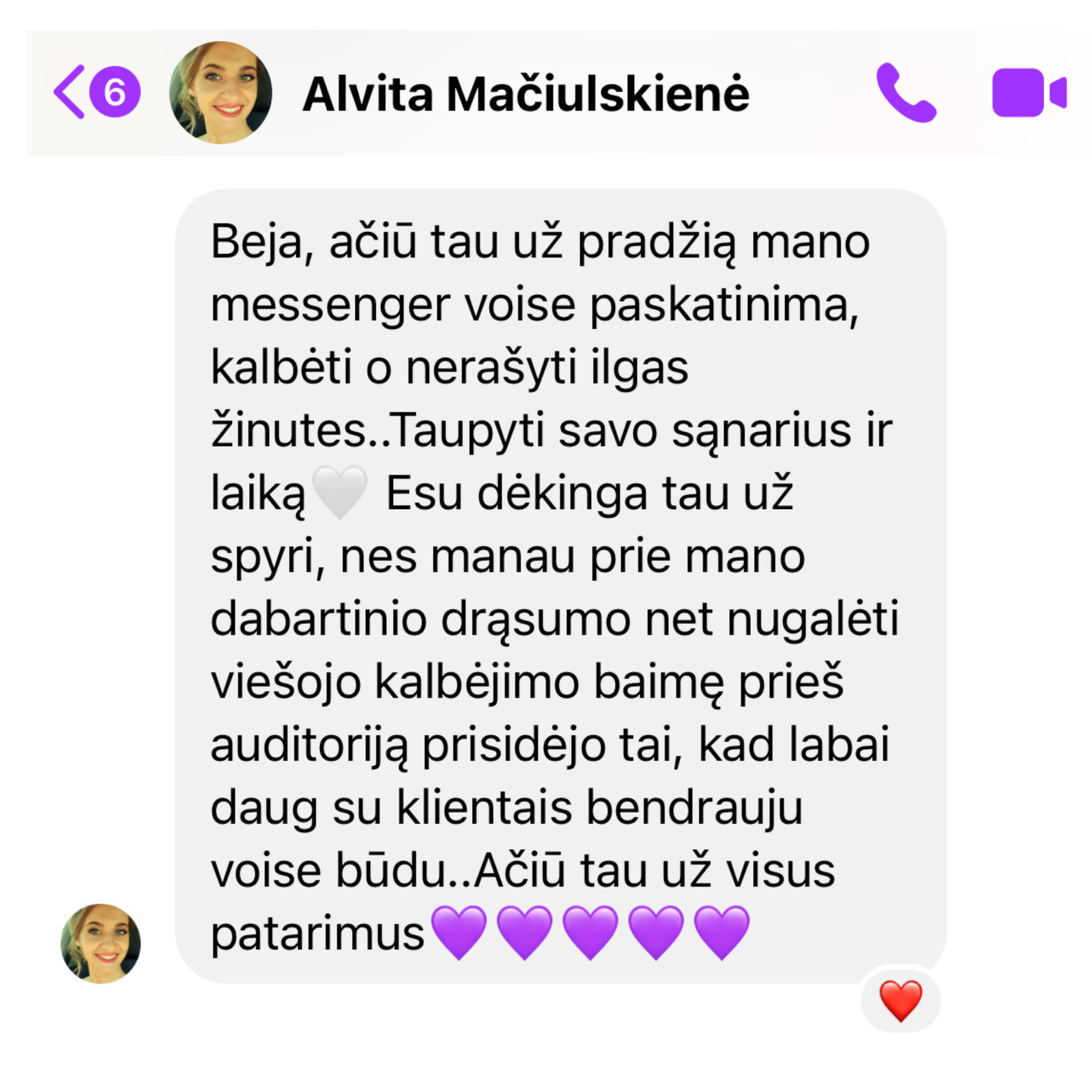 Kurso dalyvės atsiliepimas