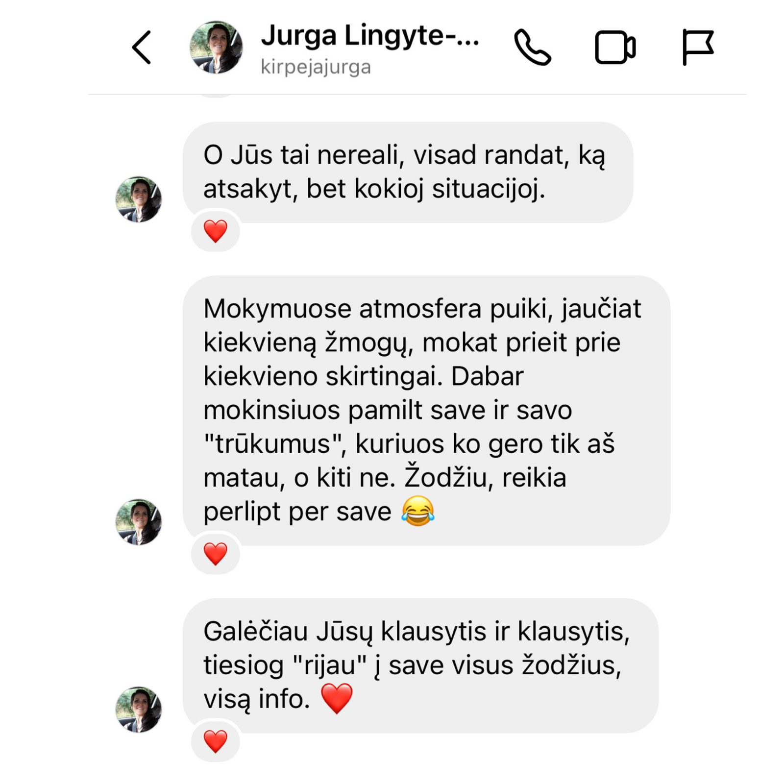 Kurso dalyvės atsiliepimas